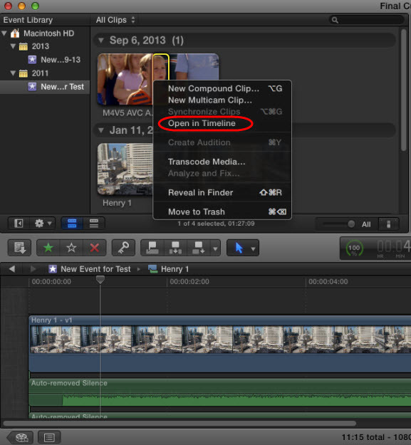 edit video in fcpx timeline