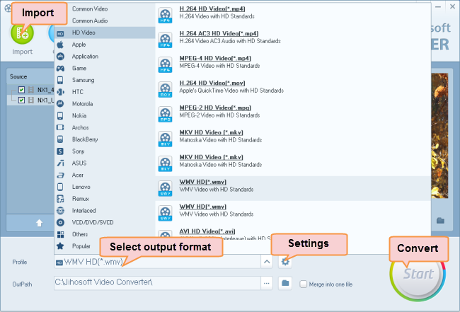 convert HEVC files to Windows 8.1 compatible files