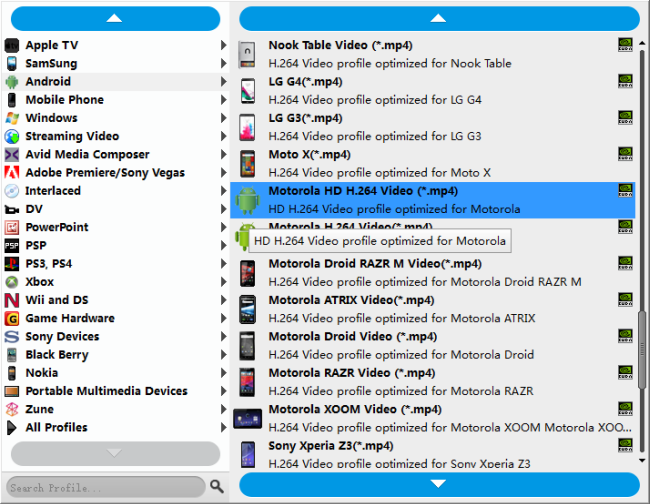 encode MKV videso for Moto G5 Plus